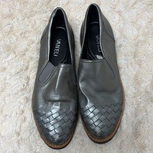 Vaneli Metallic Gray Woven Slip-Ons